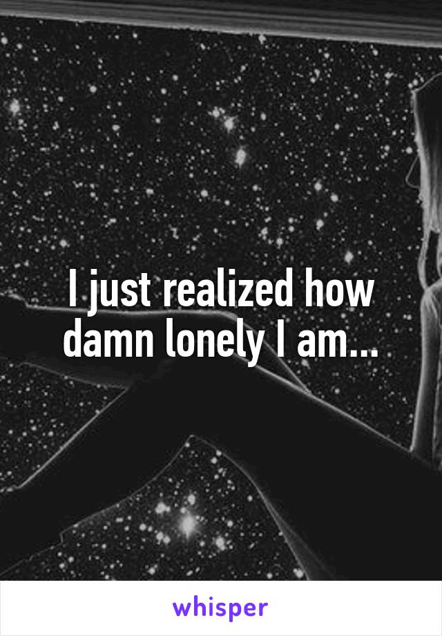 I just realized how damn lonely I am...