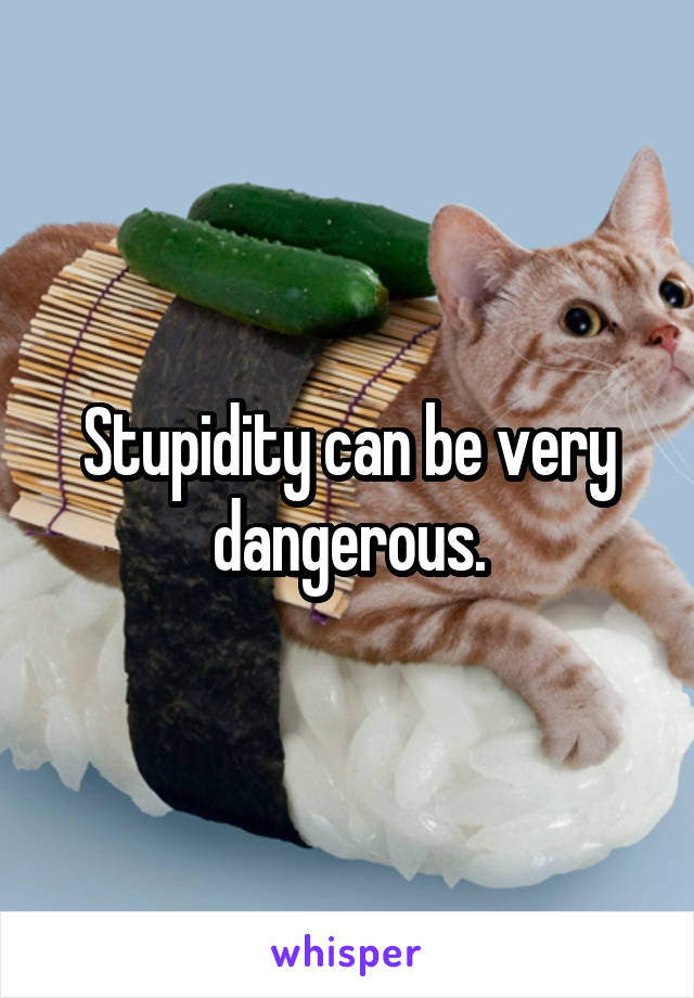 Stupidity can be very dangerous.