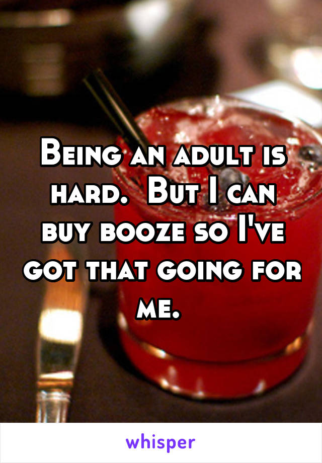 Being an adult is hard.  But I can buy booze so I've got that going for me. 