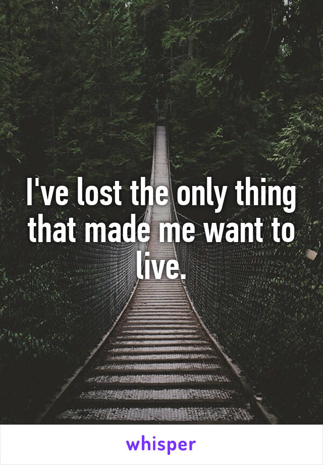 I've lost the only thing that made me want to live.