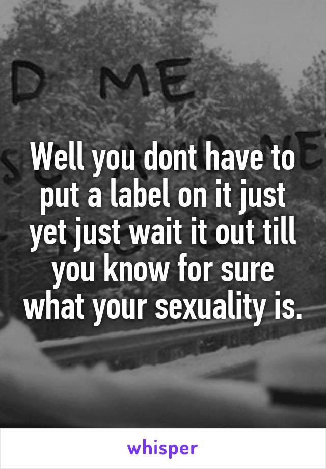 Well you dont have to put a label on it just yet just wait it out till you know for sure what your sexuality is.