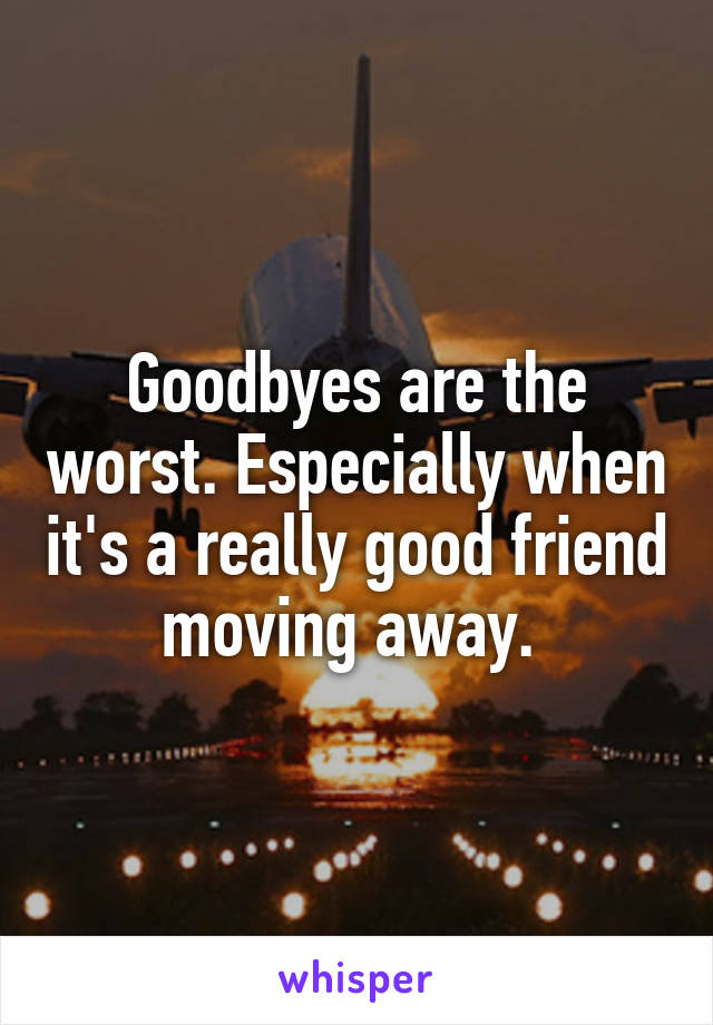 Goodbyes are the worst. Especially when it's a really good friend moving away. 