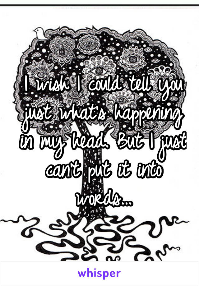 I wish I could tell you just what's happening in my head. But I just can't put it into words...