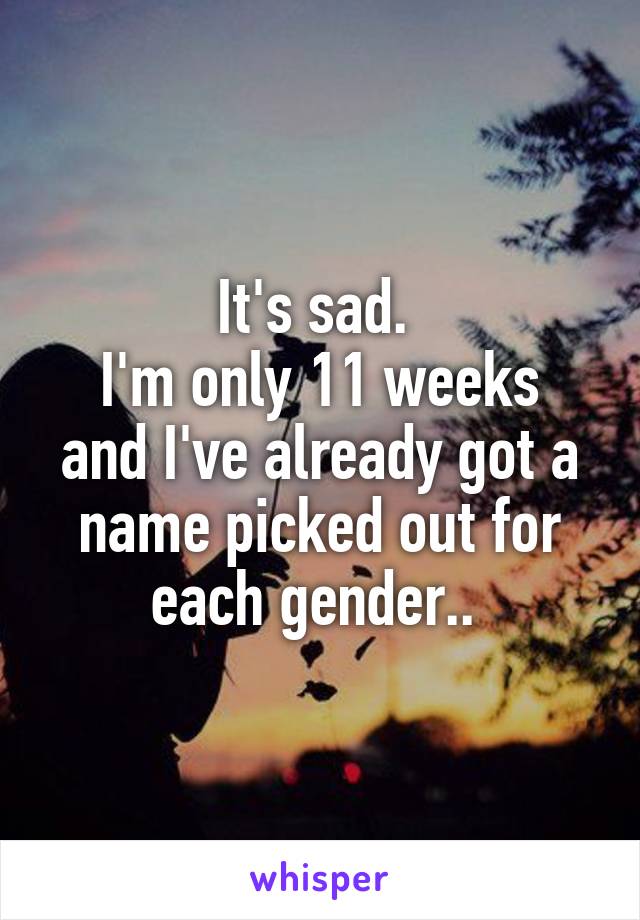 It's sad. 
I'm only 11 weeks and I've already got a name picked out for each gender.. 