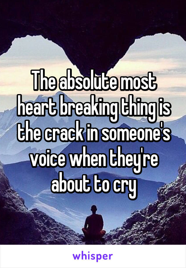 The absolute most heart breaking thing is the crack in someone's voice when they're about to cry