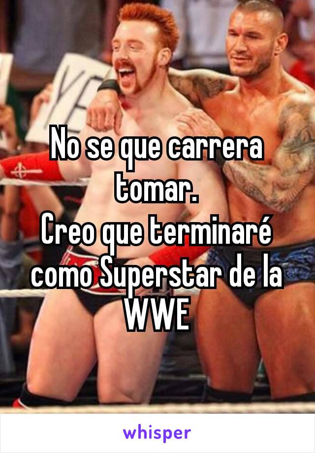 No se que carrera tomar.
Creo que terminaré como Superstar de la WWE