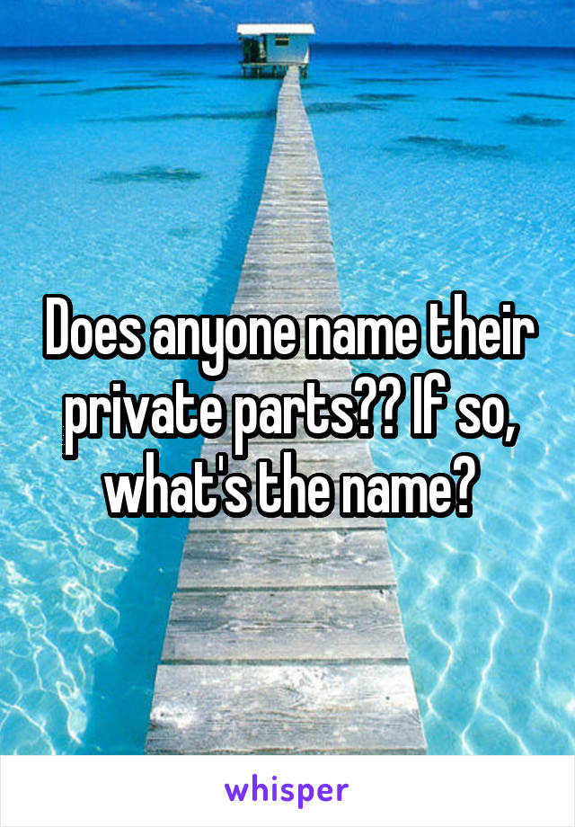 Does anyone name their private parts?? If so, what's the name?