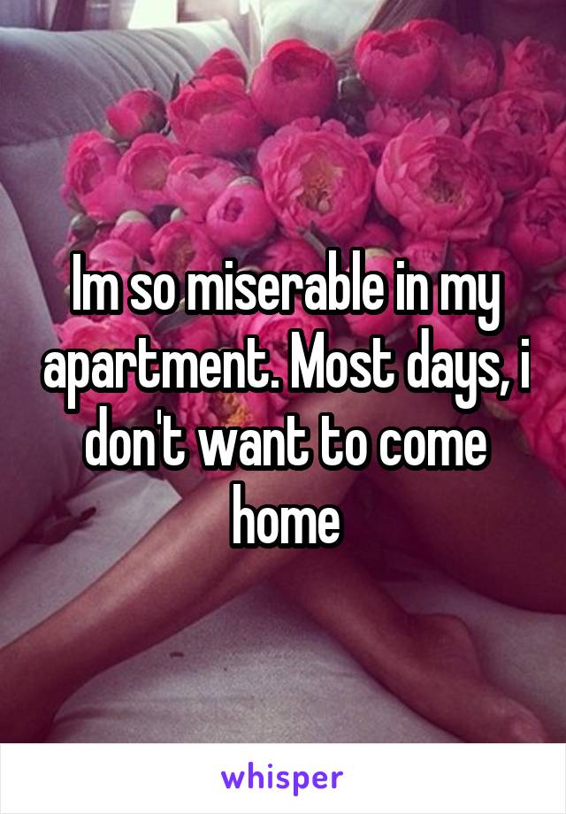 Im so miserable in my apartment. Most days, i don't want to come home