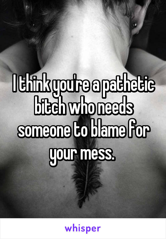 I think you're a pathetic bitch who needs someone to blame for your mess. 