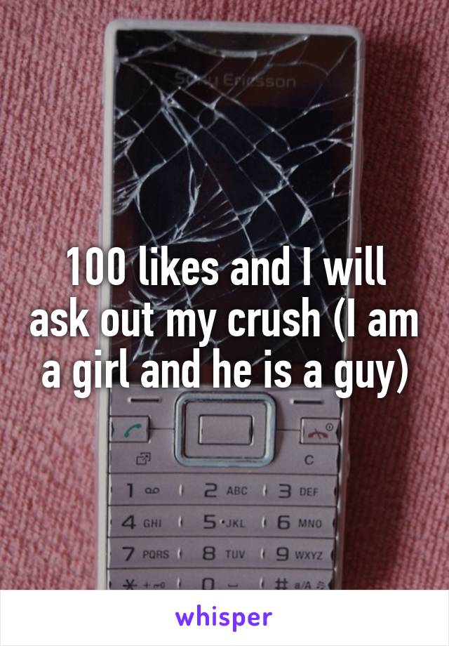 100 likes and I will ask out my crush (I am a girl and he is a guy)