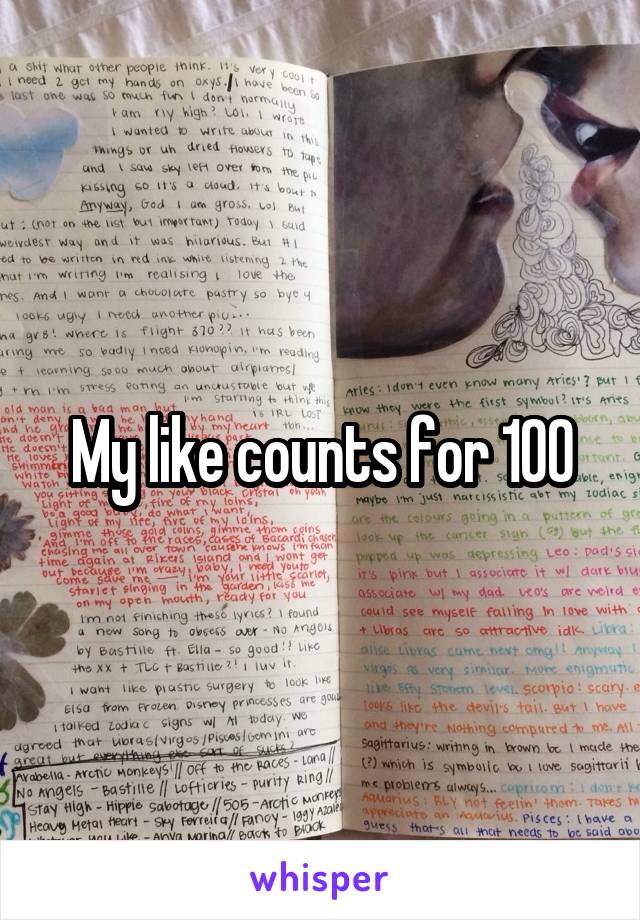 My like counts for 100