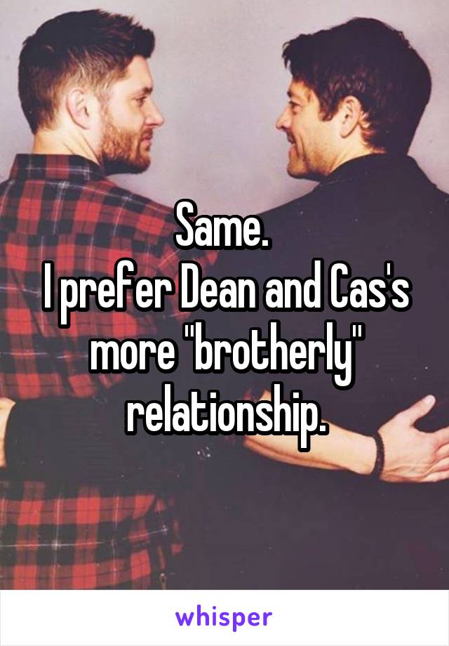 Same. 
I prefer Dean and Cas's more "brotherly" relationship.