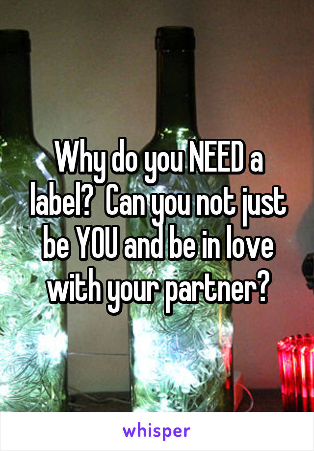 Why do you NEED a label?  Can you not just be YOU and be in love with your partner?