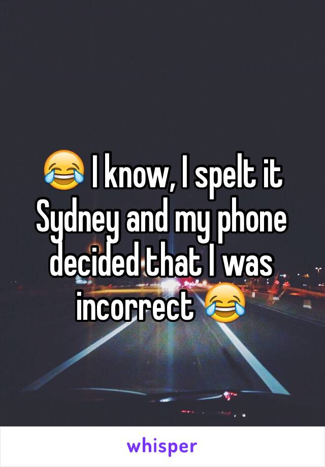 😂 I know, I spelt it Sydney and my phone decided that I was incorrect 😂