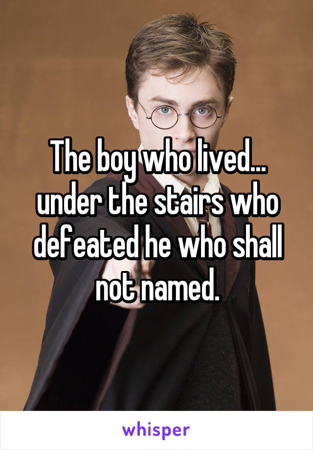 The boy who lived... under the stairs who defeated he who shall not named.