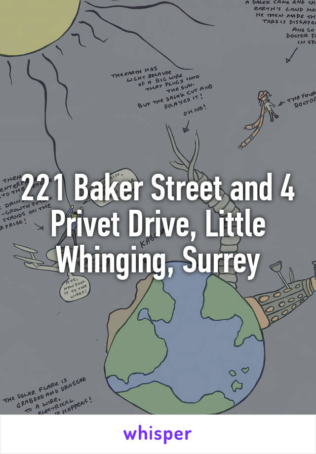 221 Baker Street and 4 Privet Drive, Little Whinging, Surrey