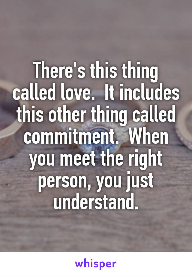 There's this thing called love.  It includes this other thing called commitment.  When you meet the right person, you just understand.