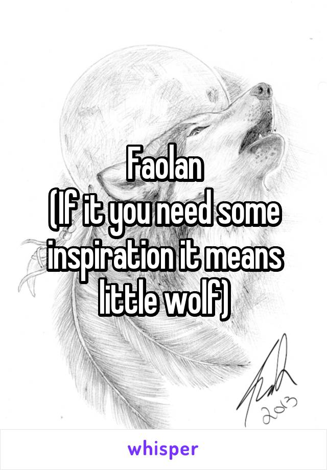 Faolan
(If it you need some inspiration it means little wolf)