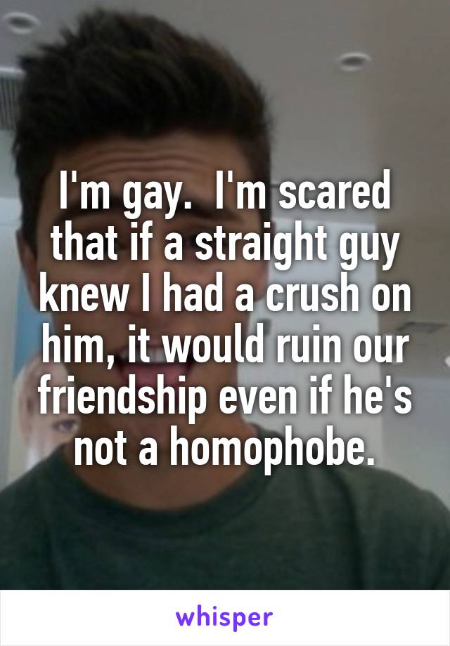 I'm gay.  I'm scared that if a straight guy knew I had a crush on him, it would ruin our friendship even if he's not a homophobe.