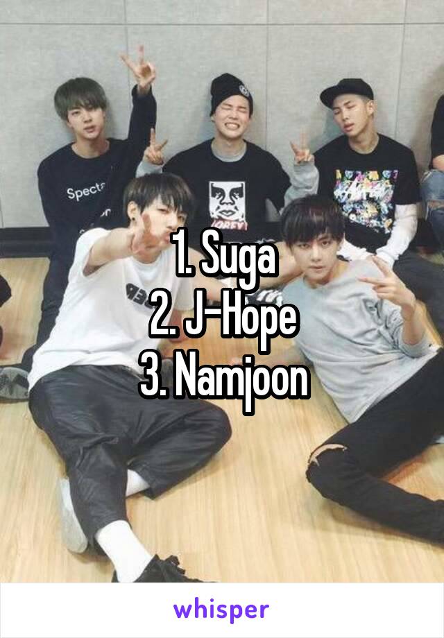 1. Suga
2. J-Hope
3. Namjoon