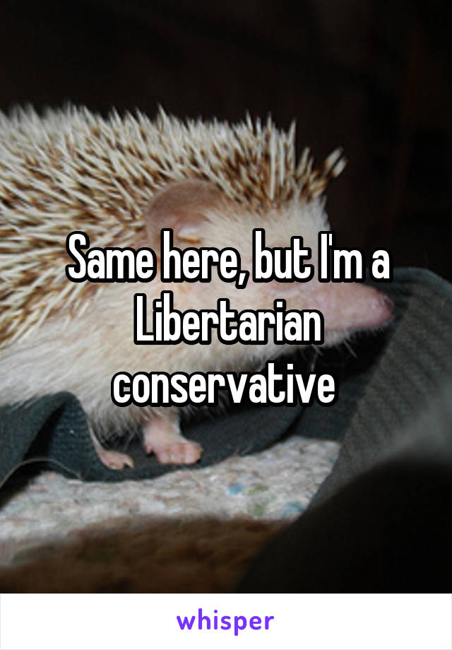 Same here, but I'm a Libertarian conservative 