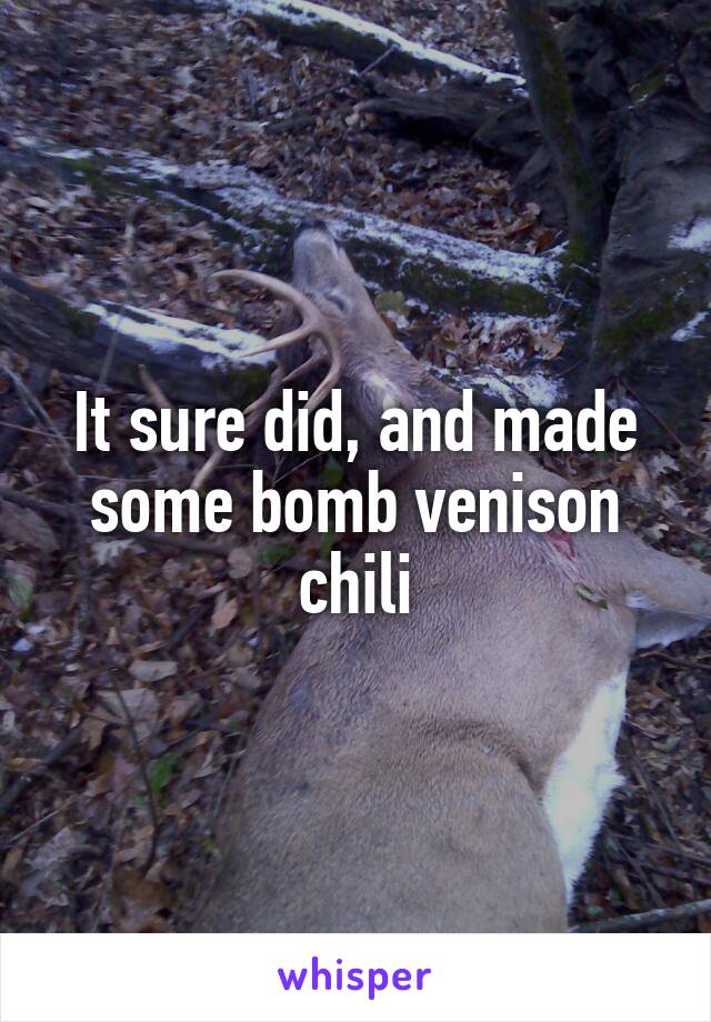 It sure did, and made some bomb venison chili