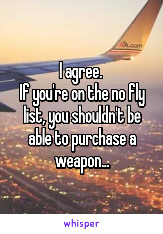 I agree. 
If you're on the no fly list, you shouldn't be able to purchase a weapon...