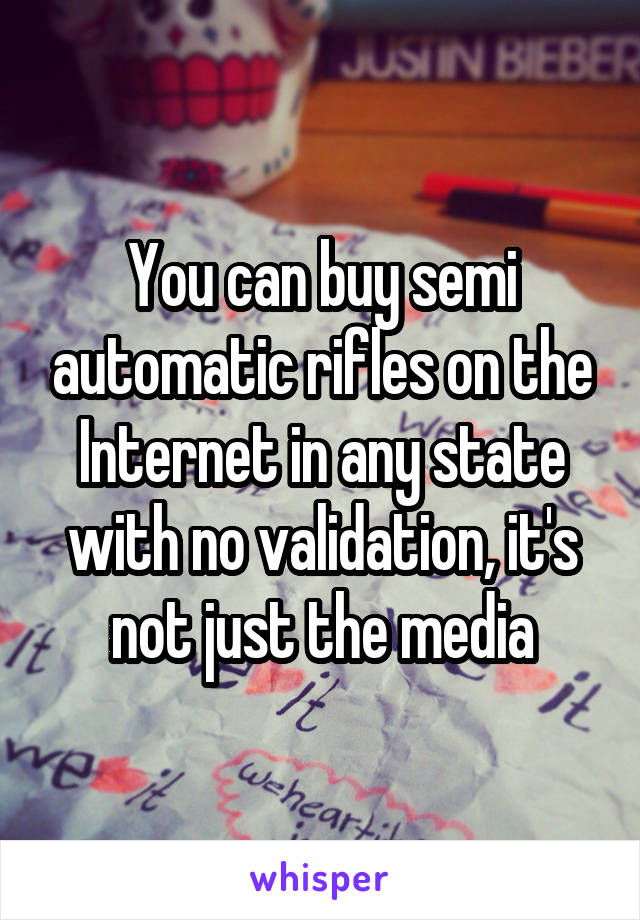 You can buy semi automatic rifles on the Internet in any state with no validation, it's not just the media