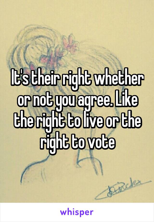 It's their right whether or not you agree. Like the right to live or the right to vote