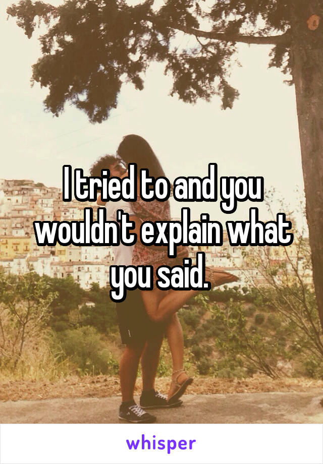 I tried to and you wouldn't explain what you said. 