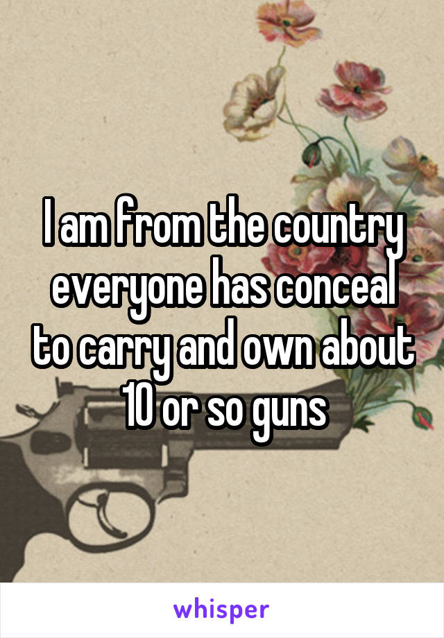 I am from the country everyone has conceal to carry and own about 10 or so guns