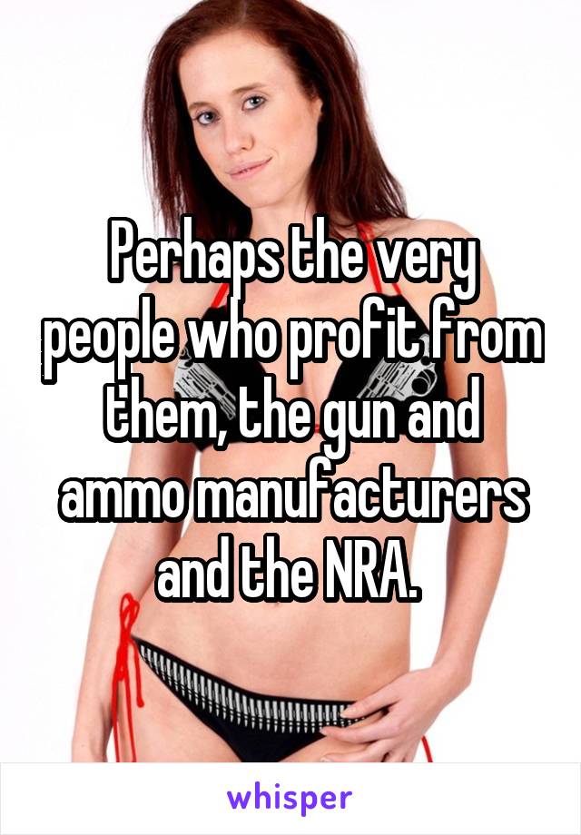 Perhaps the very people who profit from them, the gun and ammo manufacturers and the NRA. 