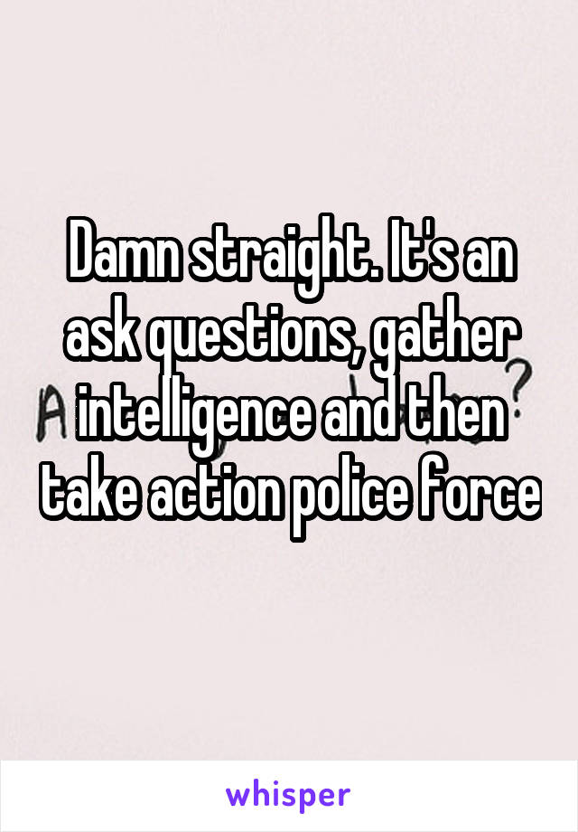 Damn straight. It's an ask questions, gather intelligence and then take action police force 