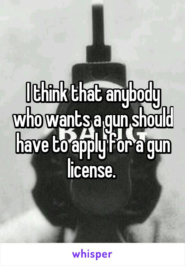 I think that anybody who wants a gun should have to apply for a gun license. 