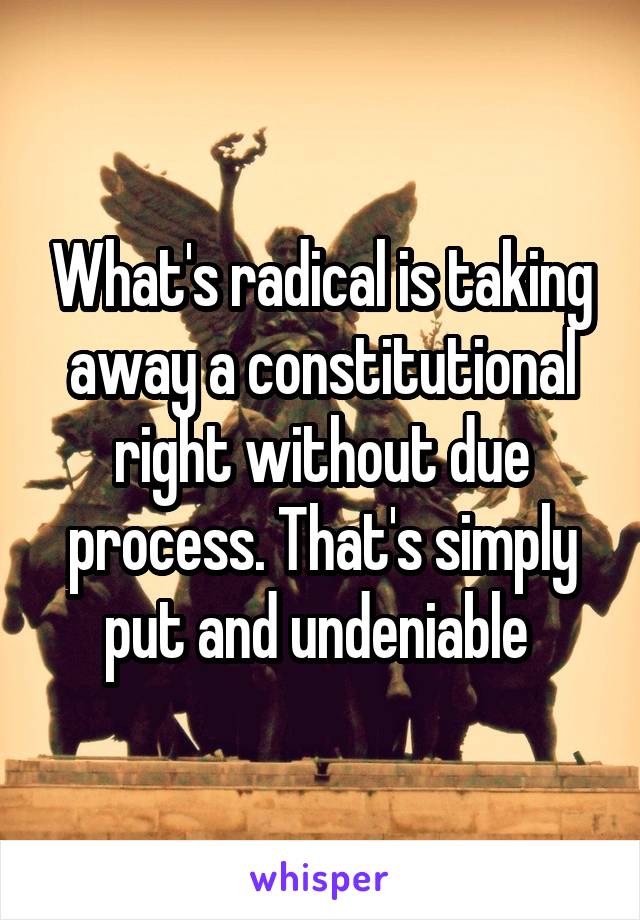 What's radical is taking away a constitutional right without due process. That's simply put and undeniable 