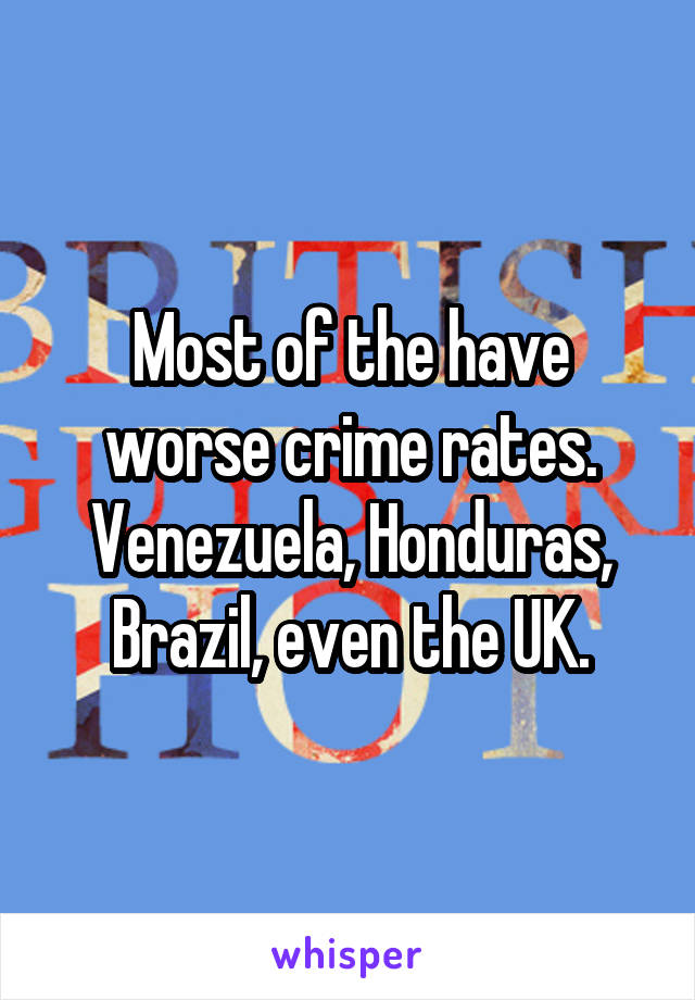 Most of the have worse crime rates. Venezuela, Honduras, Brazil, even the UK.