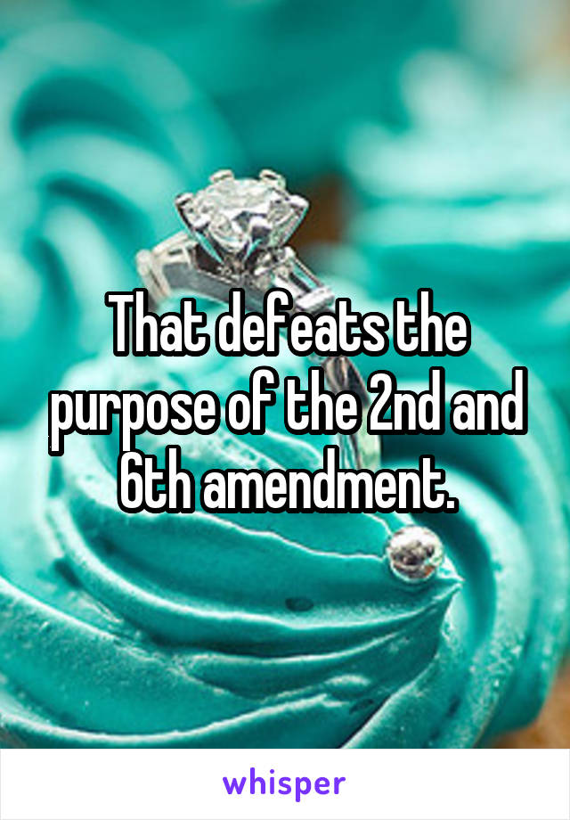 That defeats the purpose of the 2nd and 6th amendment.