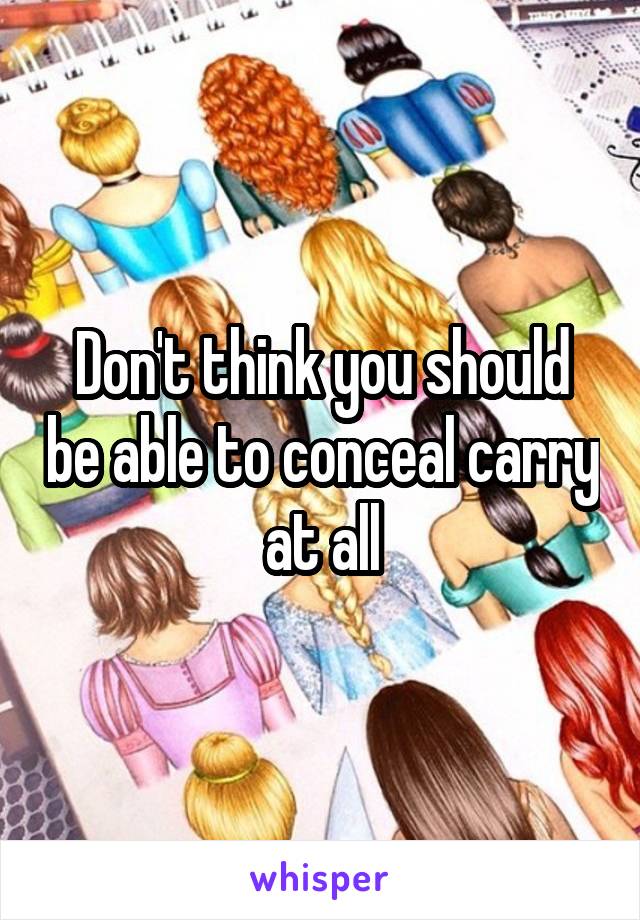 Don't think you should be able to conceal carry at all