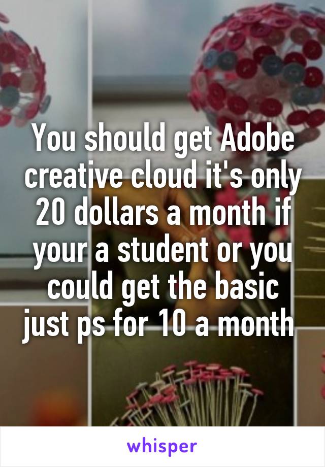 You should get Adobe creative cloud it's only 20 dollars a month if your a student or you could get the basic just ps for 10 a month 