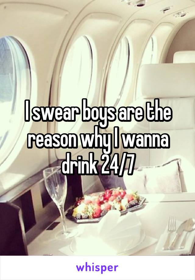 I swear boys are the reason why I wanna drink 24/7