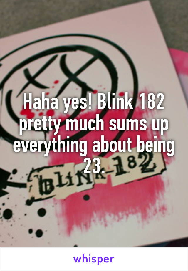 Haha yes! Blink 182 pretty much sums up everything about being 23.