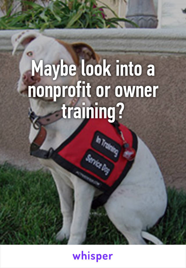 Maybe look into a nonprofit or owner training?



