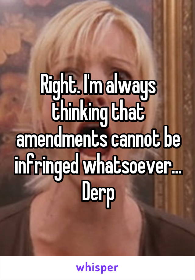 Right. I'm always thinking that amendments cannot be infringed whatsoever... Derp