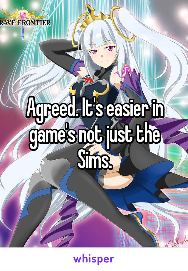 Agreed. It's easier in game's not just the Sims.