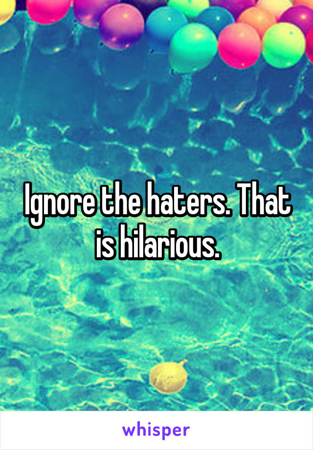 Ignore the haters. That is hilarious.