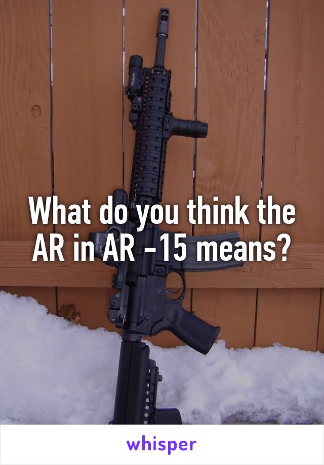 What do you think the AR in AR -15 means?