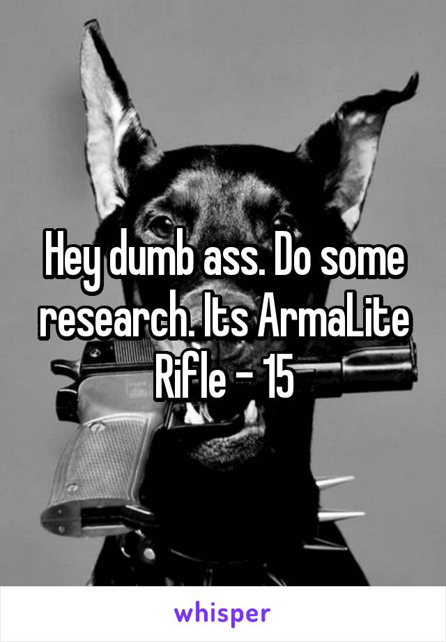Hey dumb ass. Do some research. Its ArmaLite Rifle - 15
