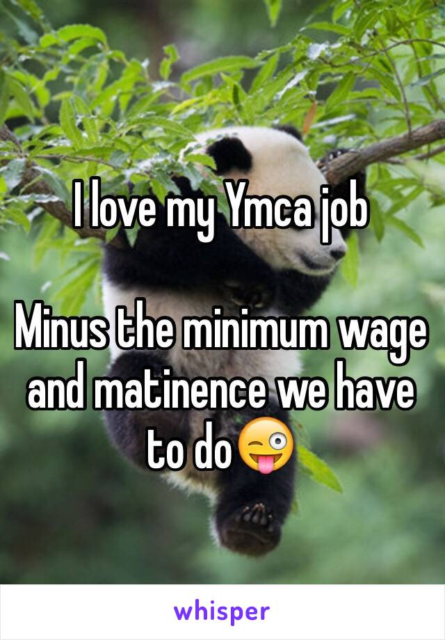 I love my Ymca job

Minus the minimum wage and matinence we have to do😜