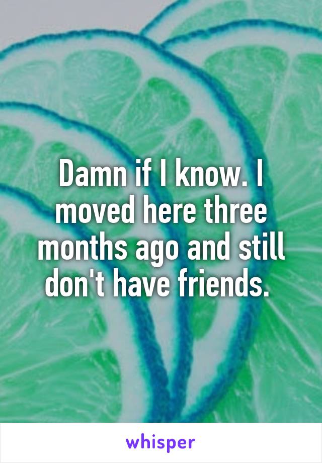 Damn if I know. I moved here three months ago and still don't have friends. 