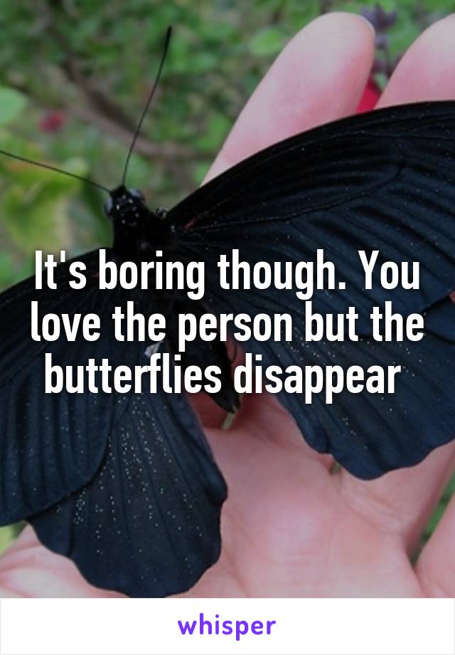It's boring though. You love the person but the butterflies disappear 